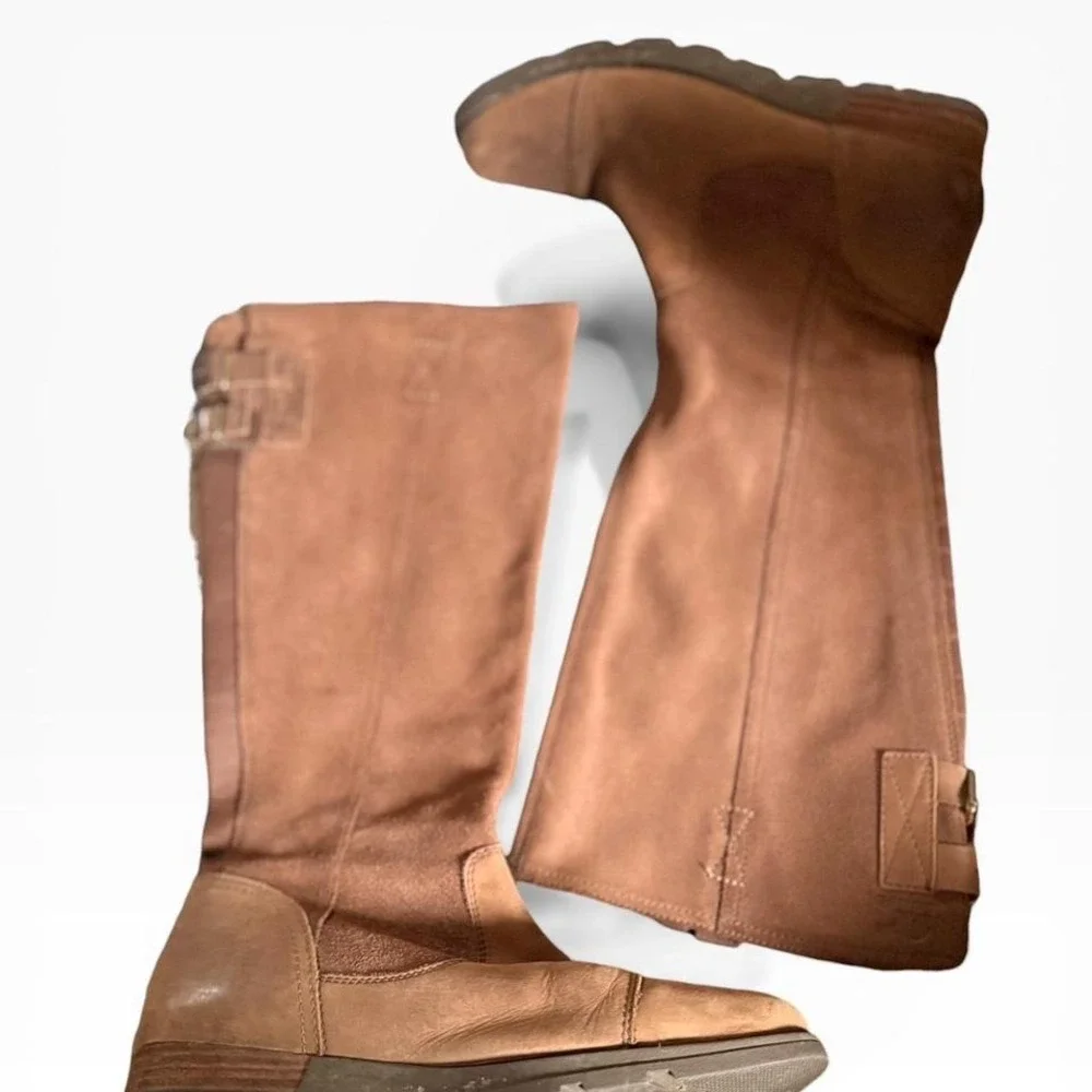 SOREL Slimpack‎ Riding Boots Tan Leather Suede Tall Waterproof Cap Toe Brown